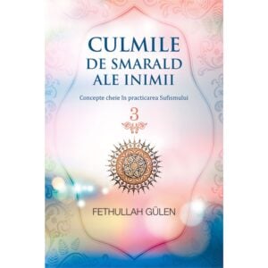Coperta volumului 3 din Culmile de smarald ale inimii de Fethullah Gülen: medalion auriu pe fundal roz și albastru.