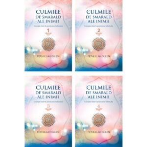 Coperta setului Culmile de smarald ale inimii de Fethullah Gülen: cele patru volume ale seriei, așezate unul lângă altul.